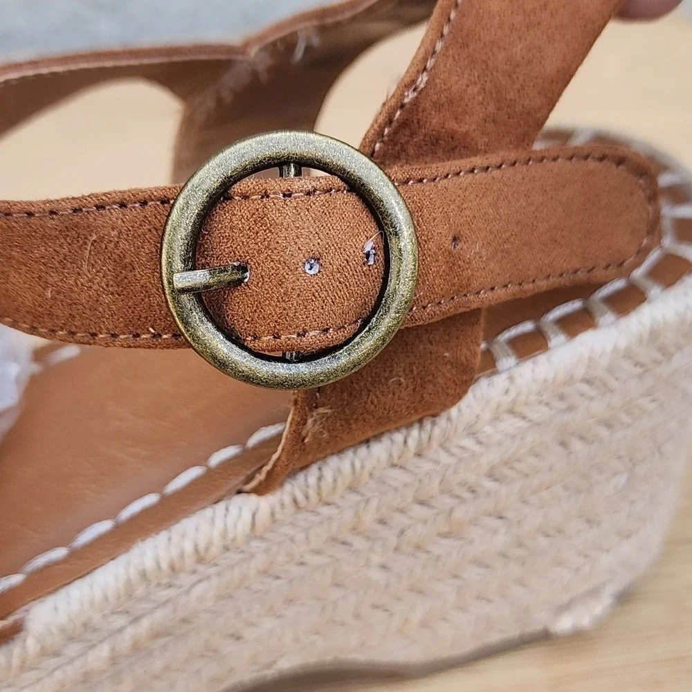 Seychelles Cognac Brown Espadrille Platform Sandals Size 9.5 NWOT